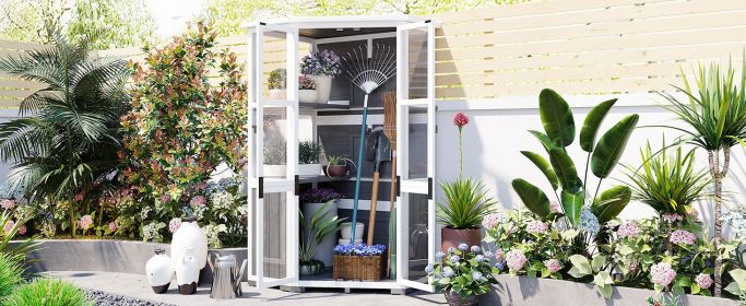 [Assembly Video Product] TOPMAX 63'' Height Garden Wood Storage Cabinet Outdoor Tool Storage Shed