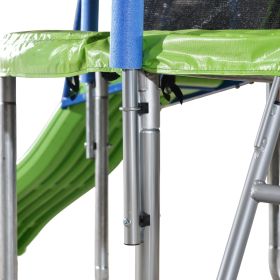 14FT Trampoline with Slide and Swings, ASTM Approved Large Recreational Trampoline with Basketball Hoop and Ladder