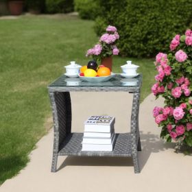 Outdoor terrace furniture: 1 coffee table with transparent tempered glass