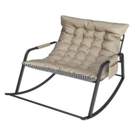 Extra-Wide Rocking Chair with Plush Cushion & Mesh Back, Ergonomic Reclining Rocker for Indoor/Outdoor Use, Heavy-Duty Steel Frame, 330 lbs Capac