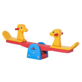 Kids Seesaw Safe Teeter Totter 2 Seats with Easy-Grip Handles Indoor Outdoor Living Room Playroom Backyard Equipment, for 12-48 Months, Multicolo