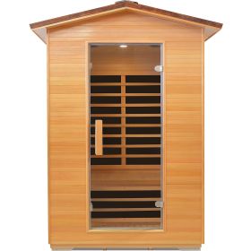 Double Abies Wood Outdoor Sauna Room (Color: as Pic)