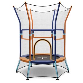 Mini Trampoline for Kids with Safety Enclosure Net and Foam Handles (Color: Orange)