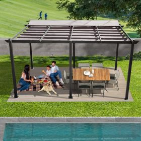 11 X 16 FT Outdoor Living Outdoor Retractable Pergola with Weather-Resistant Canopy Aluminum Garden Pergola Patio Grill Gazebo for Courtyard -Dar (Color: as Pic)